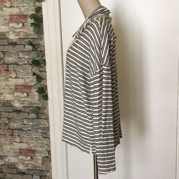 Lucky Brand Striped Long Sleeve Funnel Neck Sz L - Picture 4 of 9